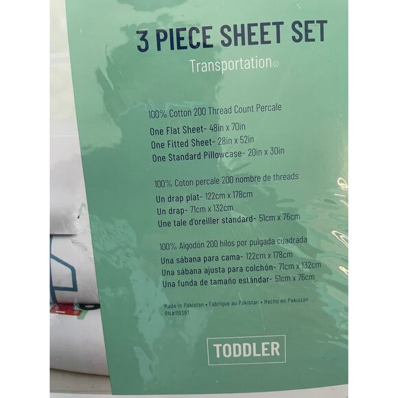 Kids' White and Multicolor Vehicle Print Sheet Set - Picture 6 of 6